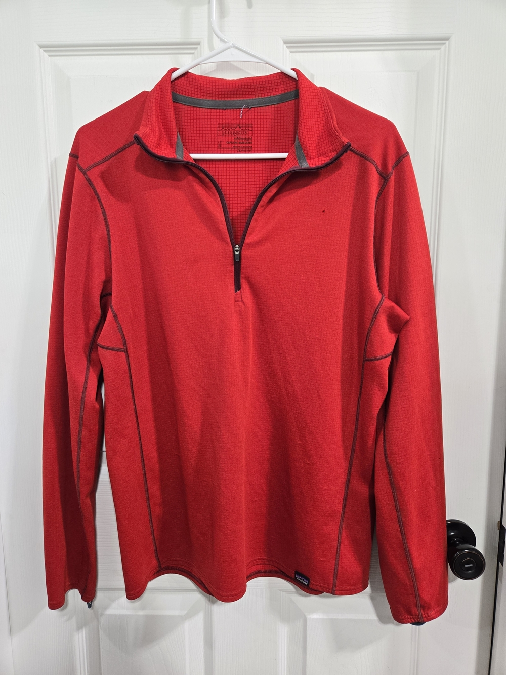 Patagonia Men’s Red Half-Zip Pullover with Contrast Stitching
